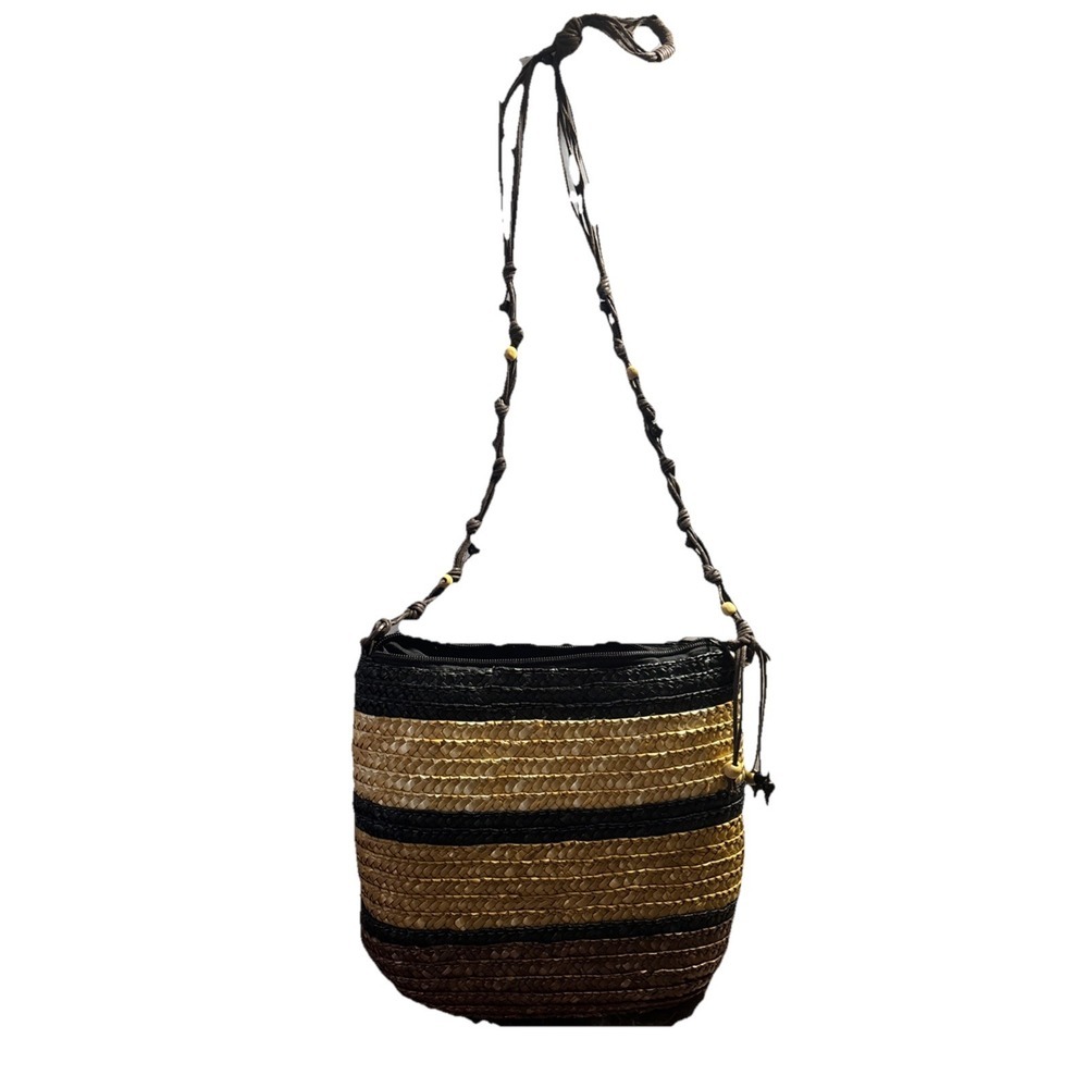 Cross Body Bag Natural Grass Island Woven Beaded Strap Casual‎ Boho